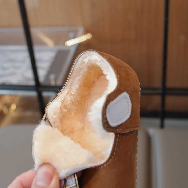 Childrens Padded Fashion Boots 1-18 Years Old Khaki Color Thickened Boys Girls Cotton Shoes Winter New Brown Kids Flat ShoesW251121