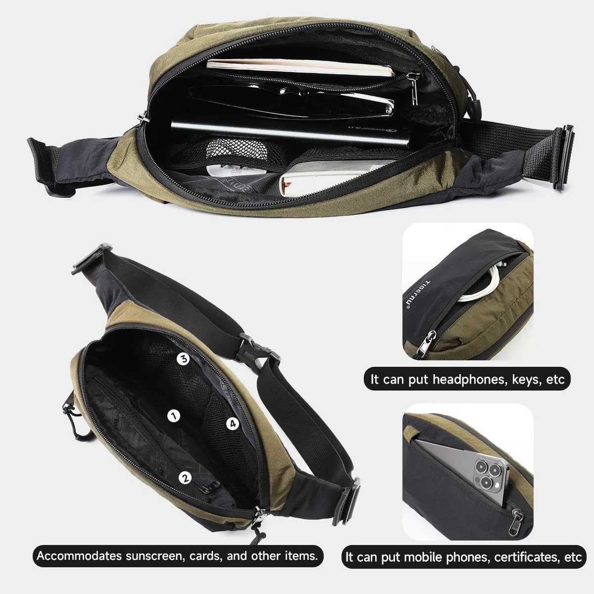 Fashion Tigernu New Light Weight Crossbody Bag Men Shoder bag Splproof Waist bag M Mti-purpose Sling Bag Y251121