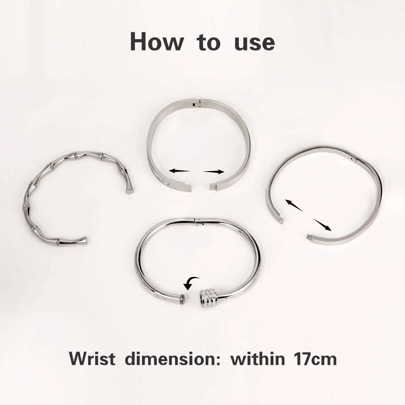 Classic Bracelet Design Gold Color Waterproof Stainless Steel Luxury Brand Sparkling Zircon Bangles for Women Gift JewelryW251121