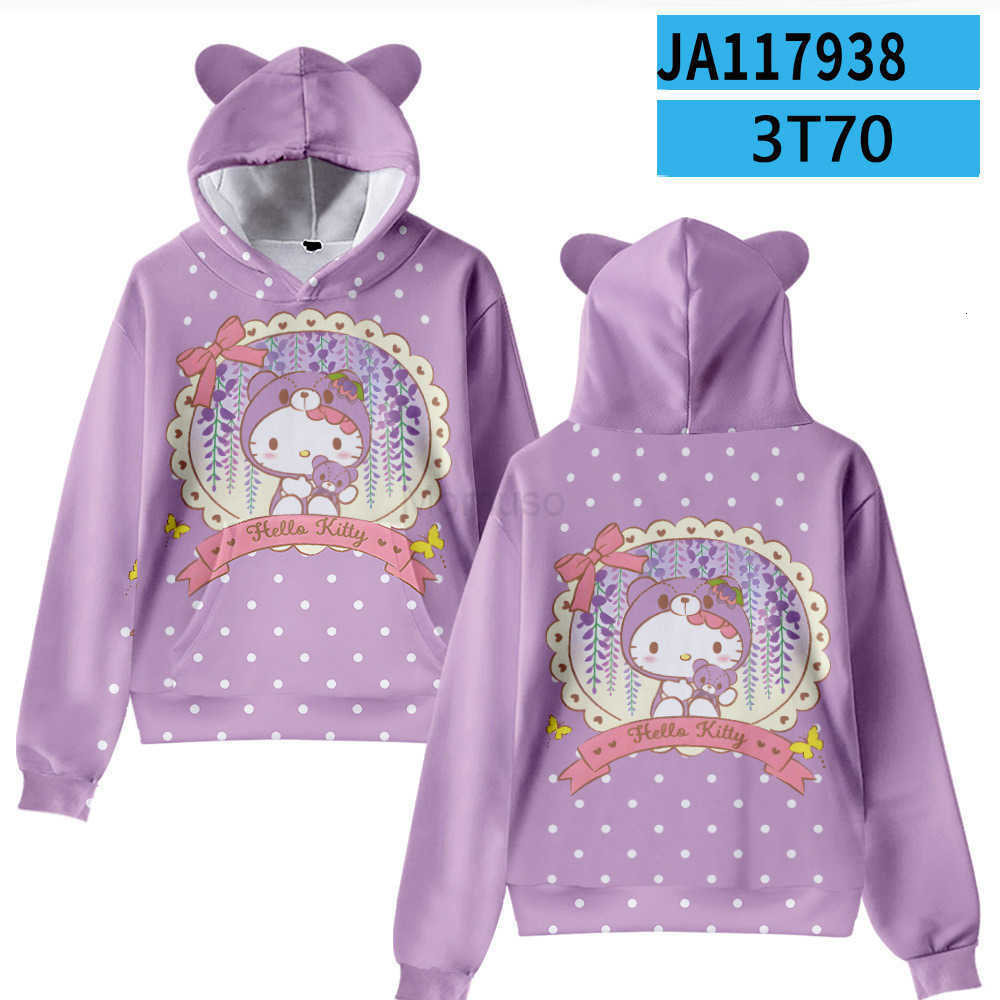 Sanrio 3D New Hello Kitty Cartoon Cute Kitty Cat Hoodie with Cat Ears for Adults and Children H251121