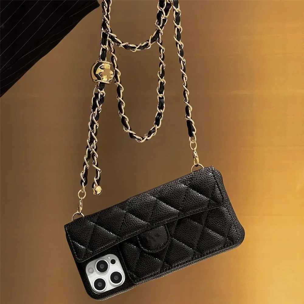 Crossbody Adjustable Lanyard Chain Phone Case for iPhone 16 15 14 13 12 Pro Max Plus Wallet Card Slot Holder Faux Leather CoverW251121