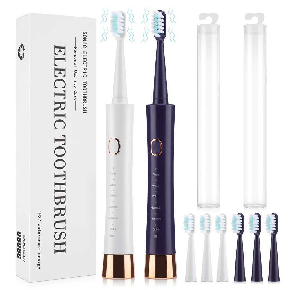 Sonic Electric Toothbrush for Adults Smart Timer eeth Whitening USB Rechargeable IPX7 Waterproof Replacement Heads C251121