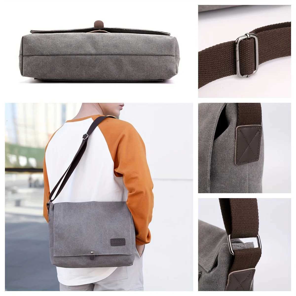 Fashion Brown Canvas Messenger Bag - Lightweight Durable Adjustable Strap Perfect for cmute travel daily use Y251121
