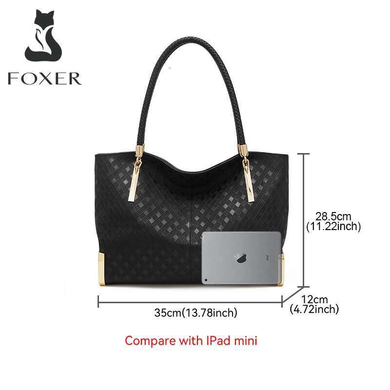 FOXER Brand Genuine Leather Handbag Winter Women Original Design Shoulder Tote Large Capacity Lady Bag Chrismas Gift Bag