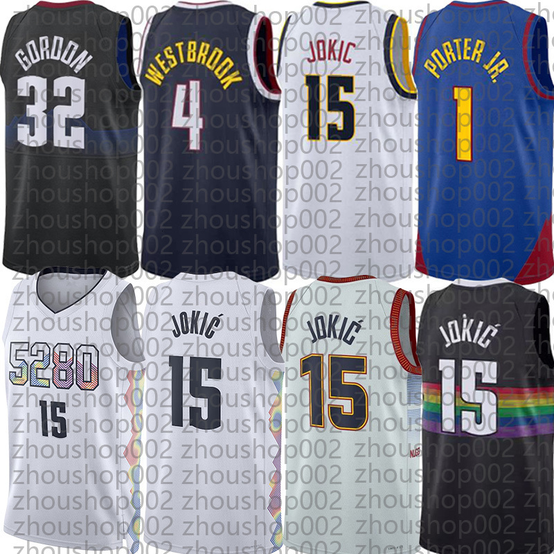 DEN Basketball Jerseys Jokic Nugget Aaron Gordon Jamal Murray Michael Porter jr Russell Westbrook Christian Braun Peyton Watson Dario Saric Custom Cit