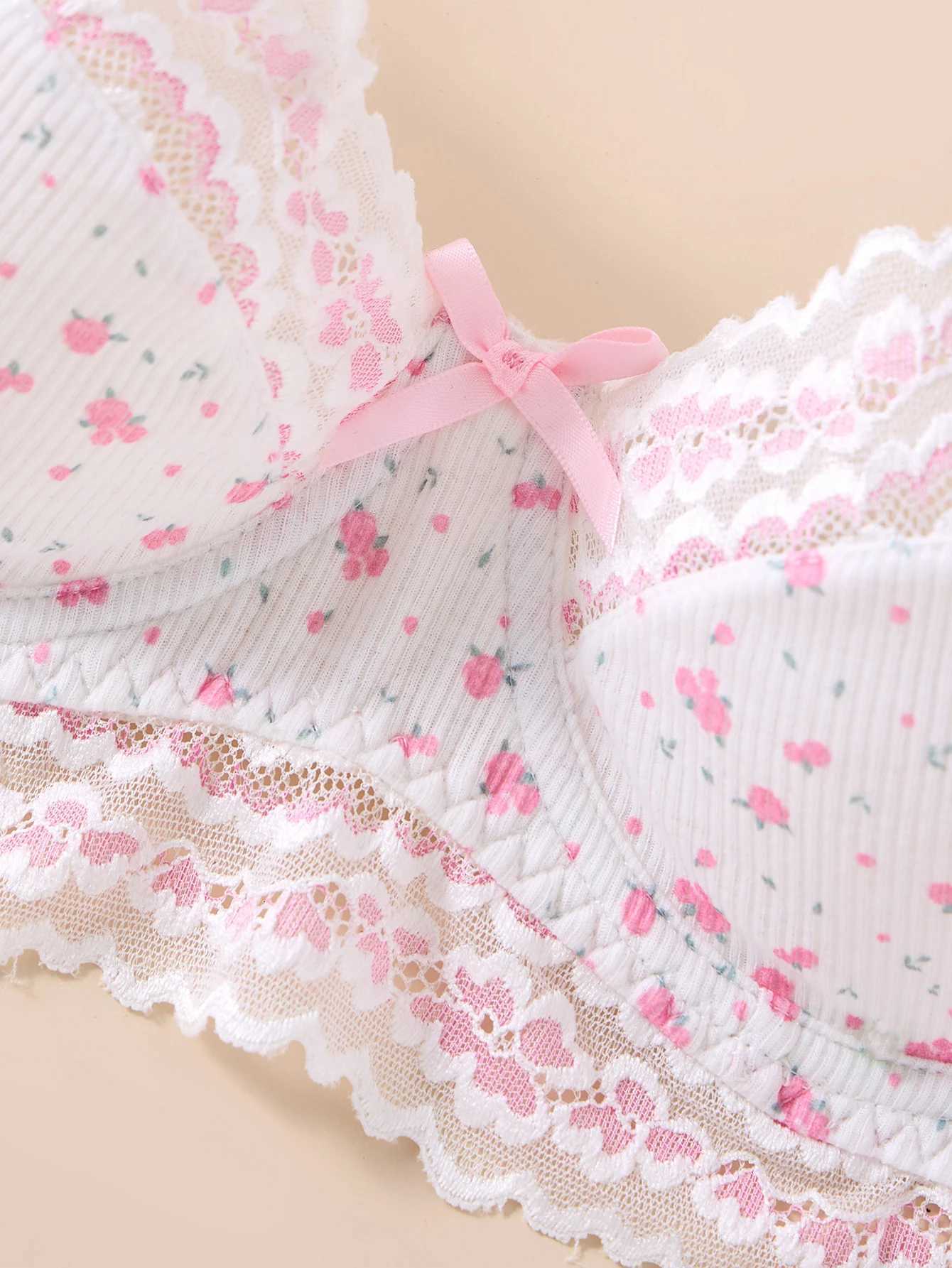 Autumn Floral Stripe Pink Lingerie Set Comfortable Two-Piece Nightwear Beautiful And Attractive for the Fall EveningXJ251106