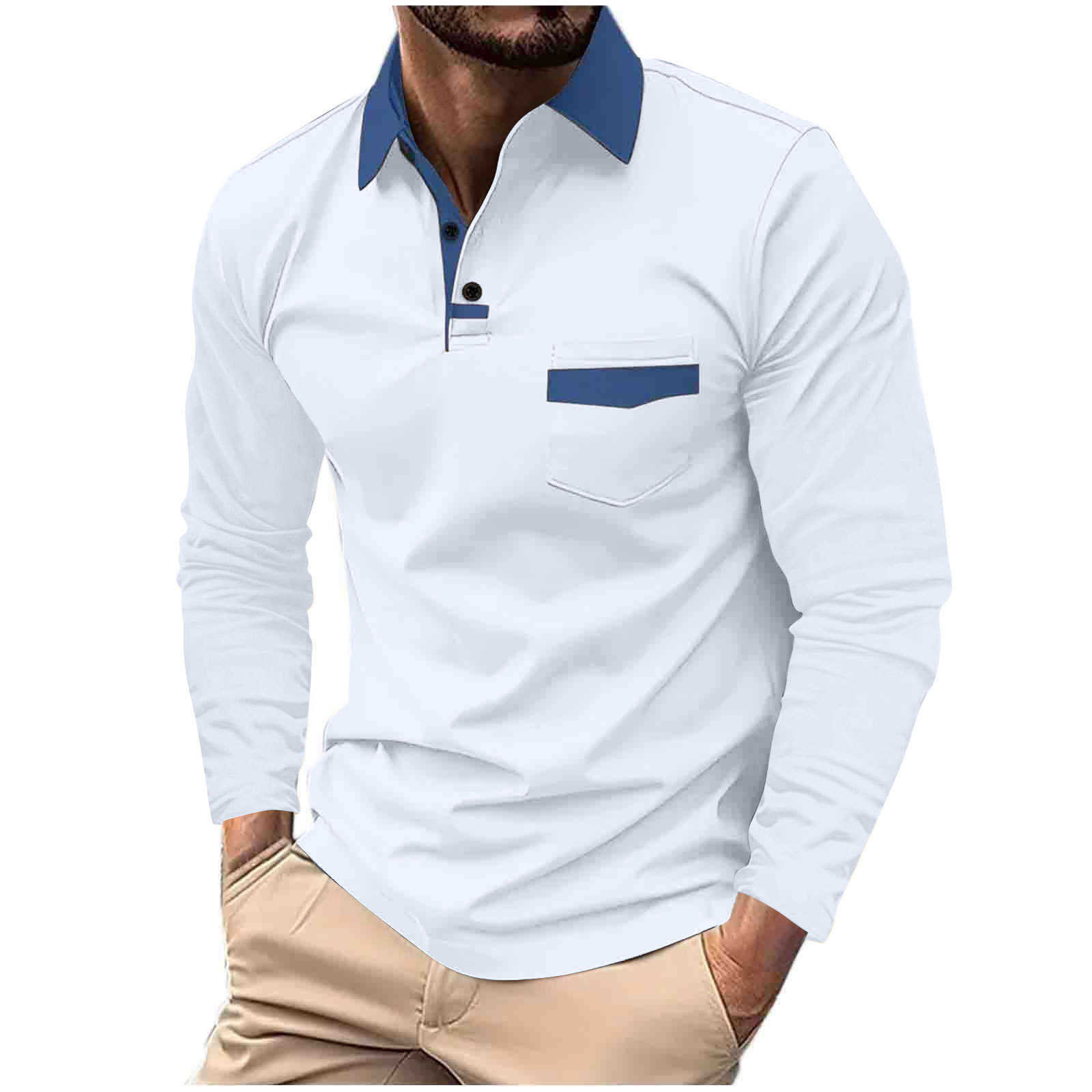 Men Clothe New Long Sleeve Lapel Polo Shirt Men Sport Golf Polo Shirt Print Men Buisness Casual Pocket Polo Shirt TopsXJ241225