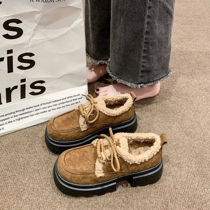 Winter Womens Furry Loafer Shoes Warm Plush Lined Slipon Flat Boots Casual Fur Ankle Booties 251121