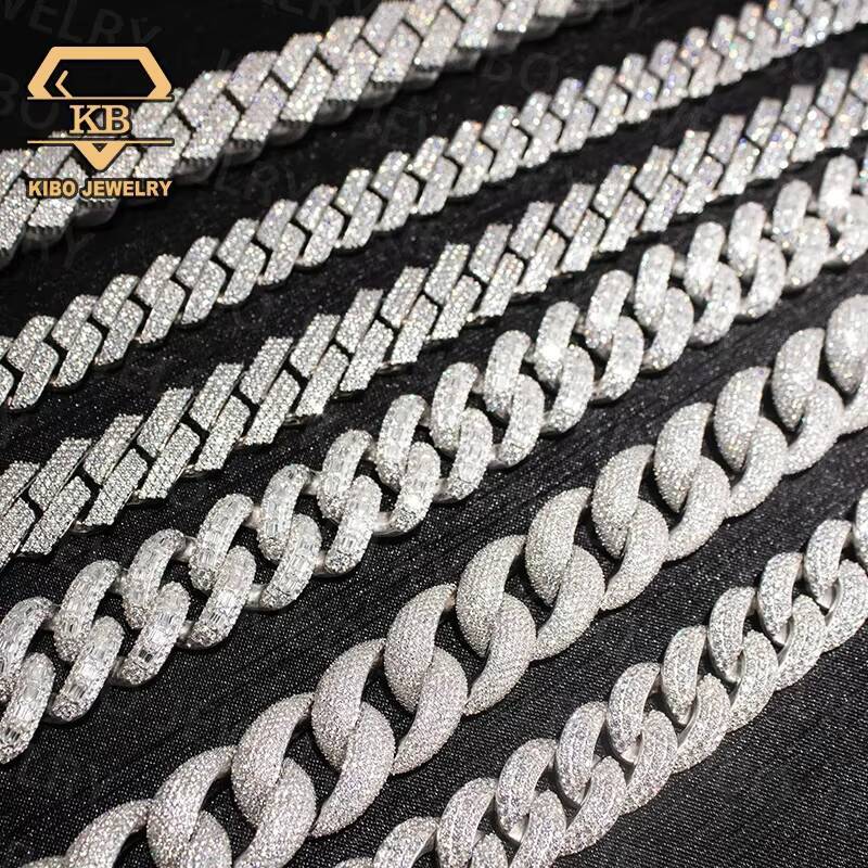 Thick Style 16MM Sterling Silver Hand Set VVS Moissanite Diamond Hip Hop Iced Out Bust Down Cuban Chain Necklace for Man