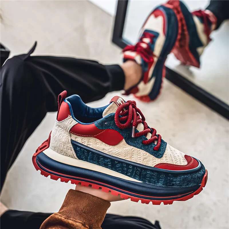 designer sneakers Thick Sole Men Chunky Sneakers Outdoor Wear-resistant Male Trends 2025 New Mens Casual Shoes Fashion Comfort Anti Slip Vulcanize