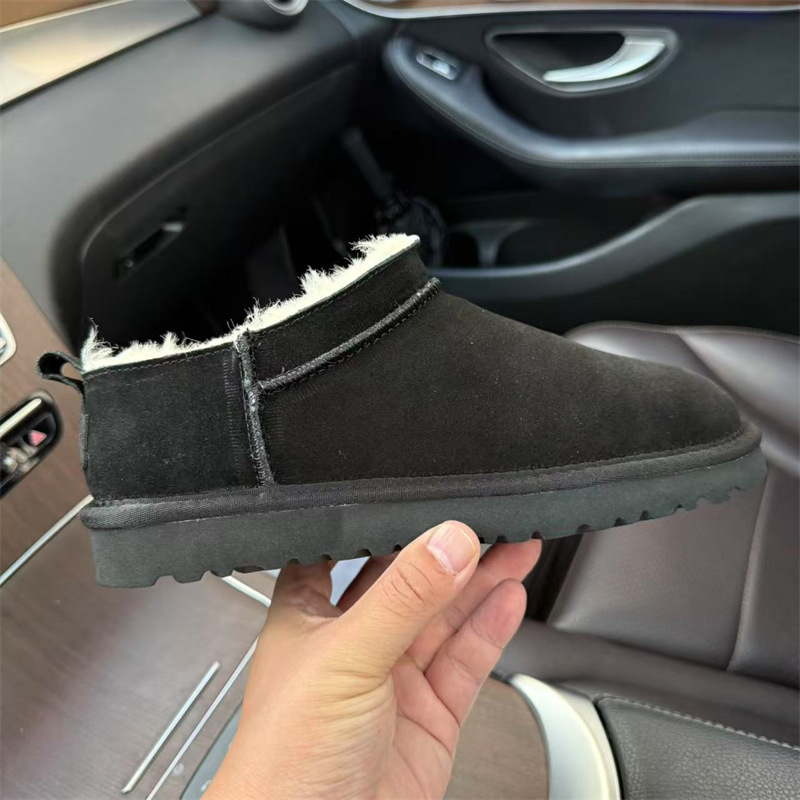 free shipping Designer Snow Boots 2025 New Women's Ultra-Mini Slant Collar Short Tube Low-Top Genuine Cowhide Wool Fleece-Lined Warm Anti-Slip Co