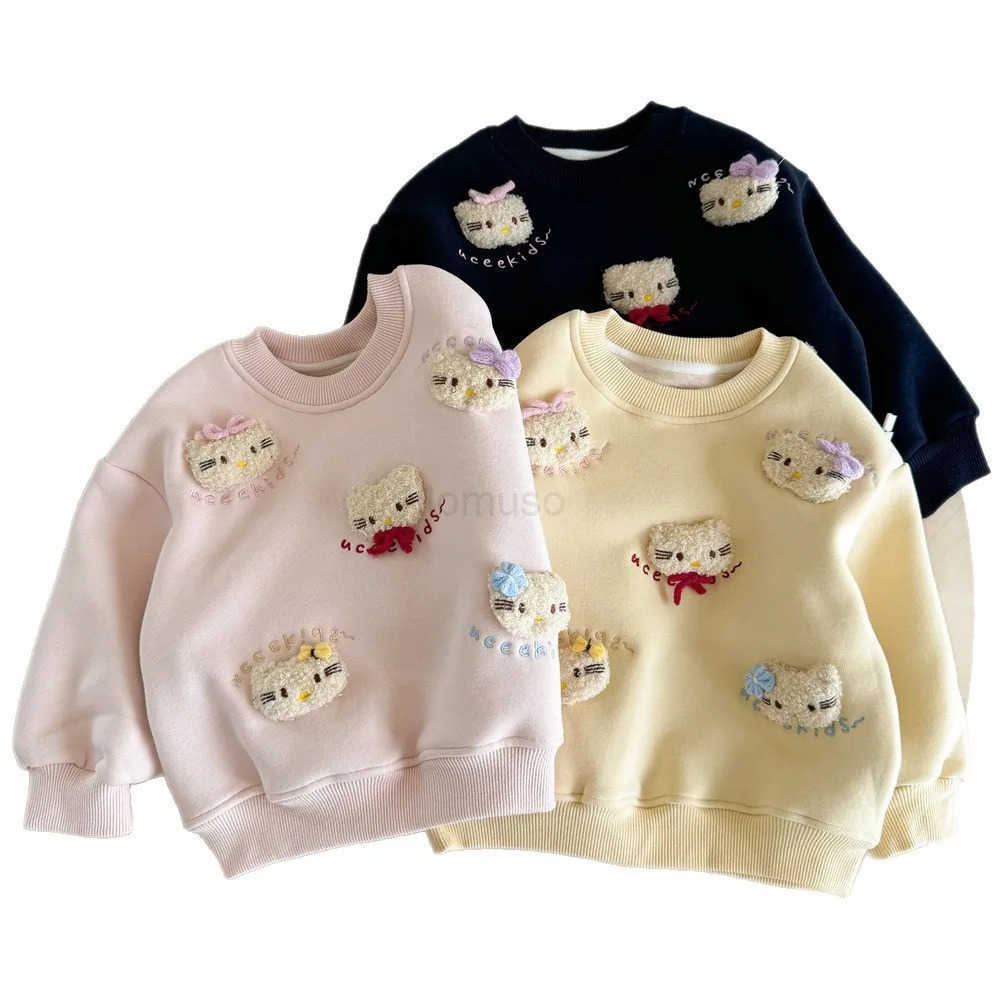 Sanrio Hello Kitty Girls Sweatshirt Fall and Winter Cartoon Cute Princess Top Childrens Fashionable and Sweet Casual Wear H251121