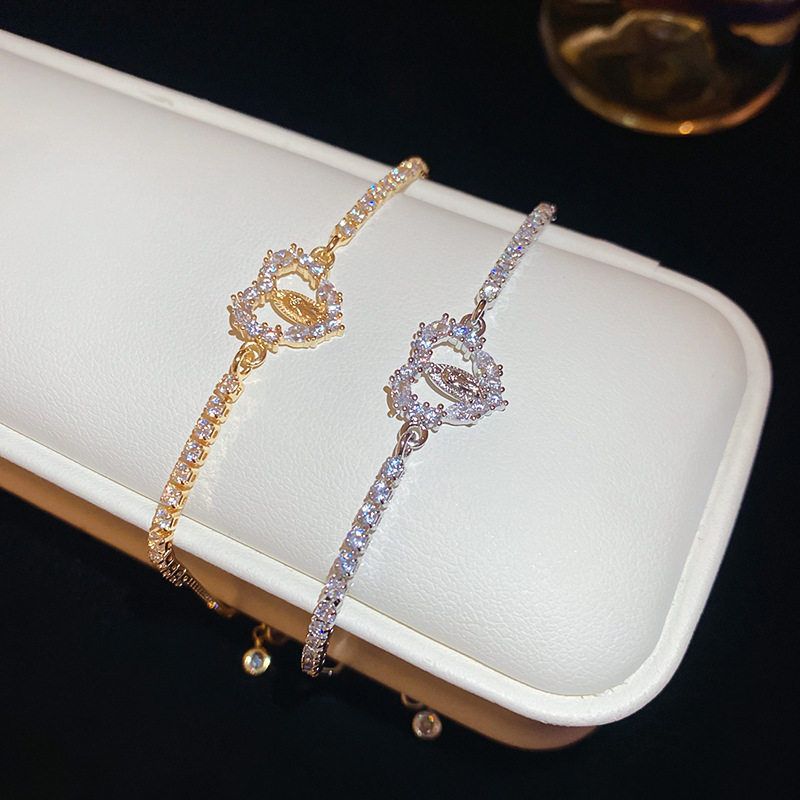 Super Shiny Zircon Oval Heart Buddha Adjustable Light Luxury High-end Feel Bracelet Niche Exquisite Jewelry for Women - view 7