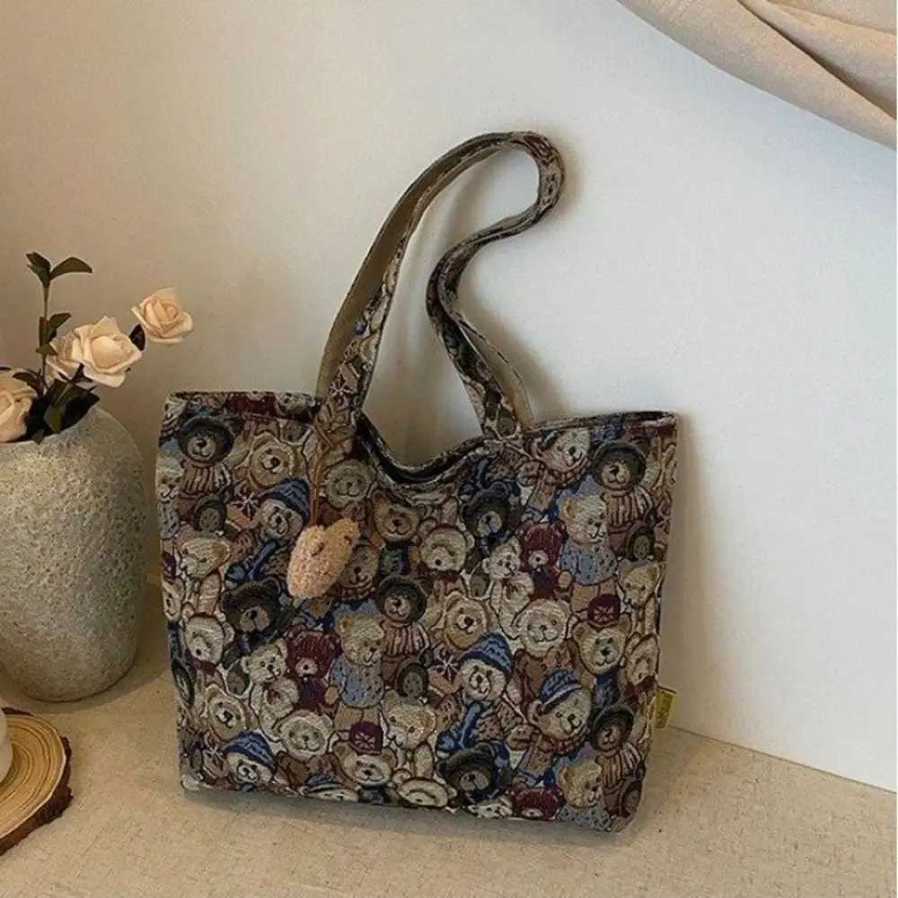 New Portable Handbag Casual Large Capacity Shoulder Bag Cartoon Bear Pattern Tote BagT251121