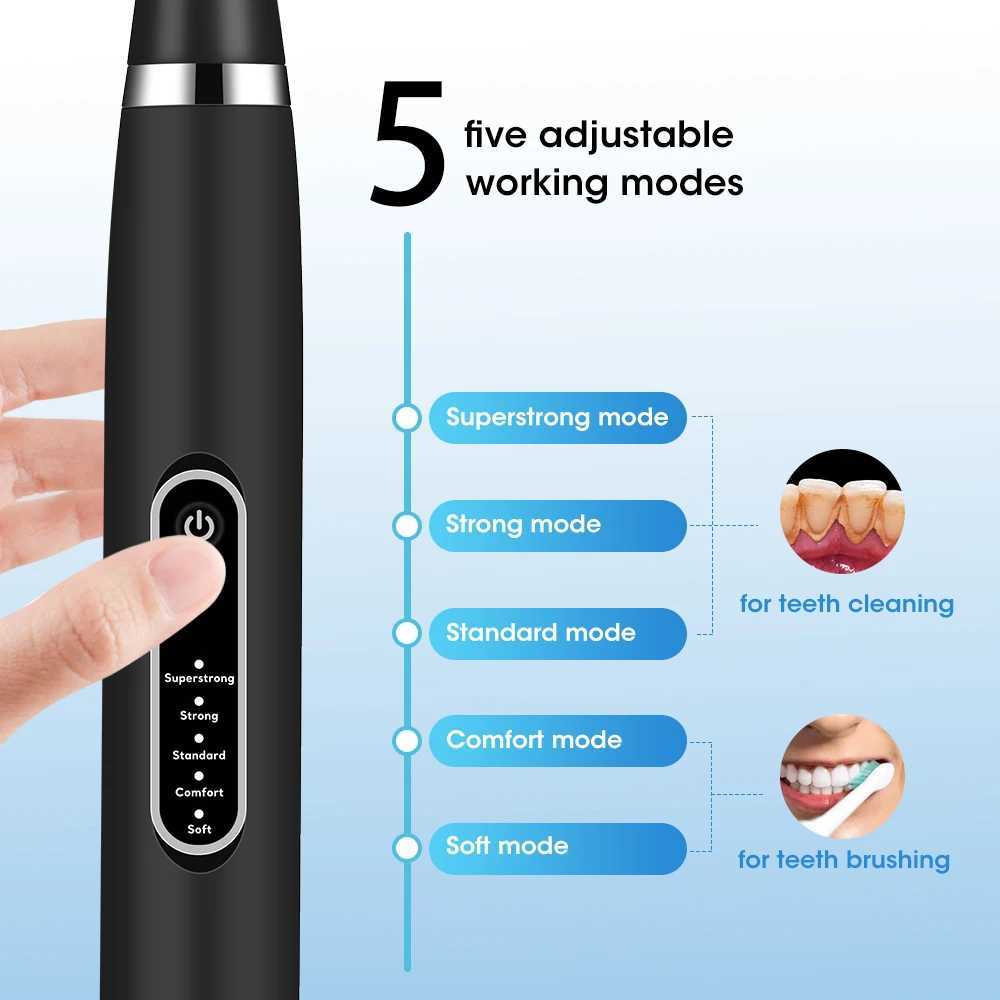 Sonic Electric Toothbrush USB Rechargeable Long Battery Life Adult With 4 Replacement Brush Heads Travel Box Waterproof Tooth C251121