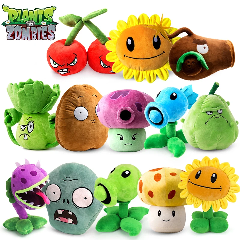 Plants Vs Zombies 2 Licensed Sunflower Peashooter Coconut Plush Set with Pillow Non-Toxic Kawaii Bulk Stock Kids Christmas Party Favors Gifts