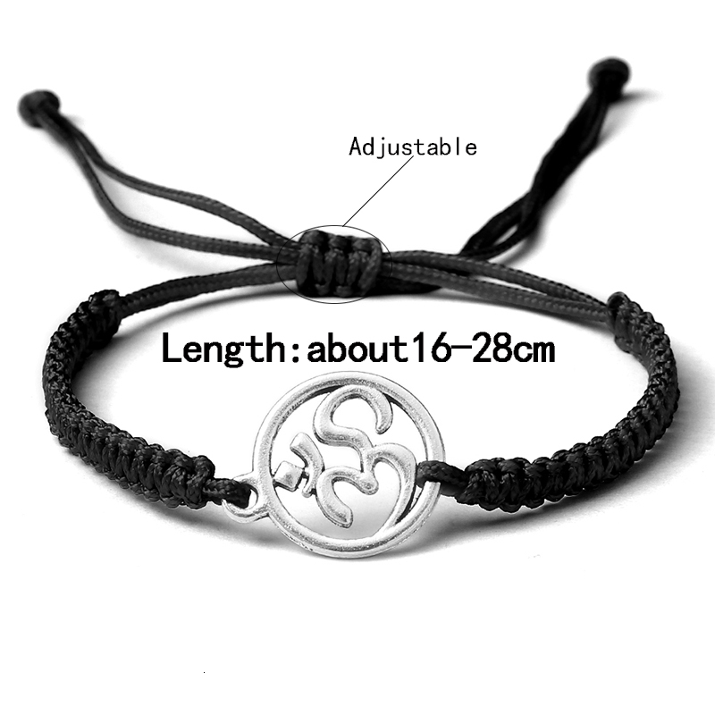 Handmade Bracelet OM Symbol Charm Red Black Braided Rope String Adjustable Bracelets for Women Men Friendship Lucky Jewelry Gift