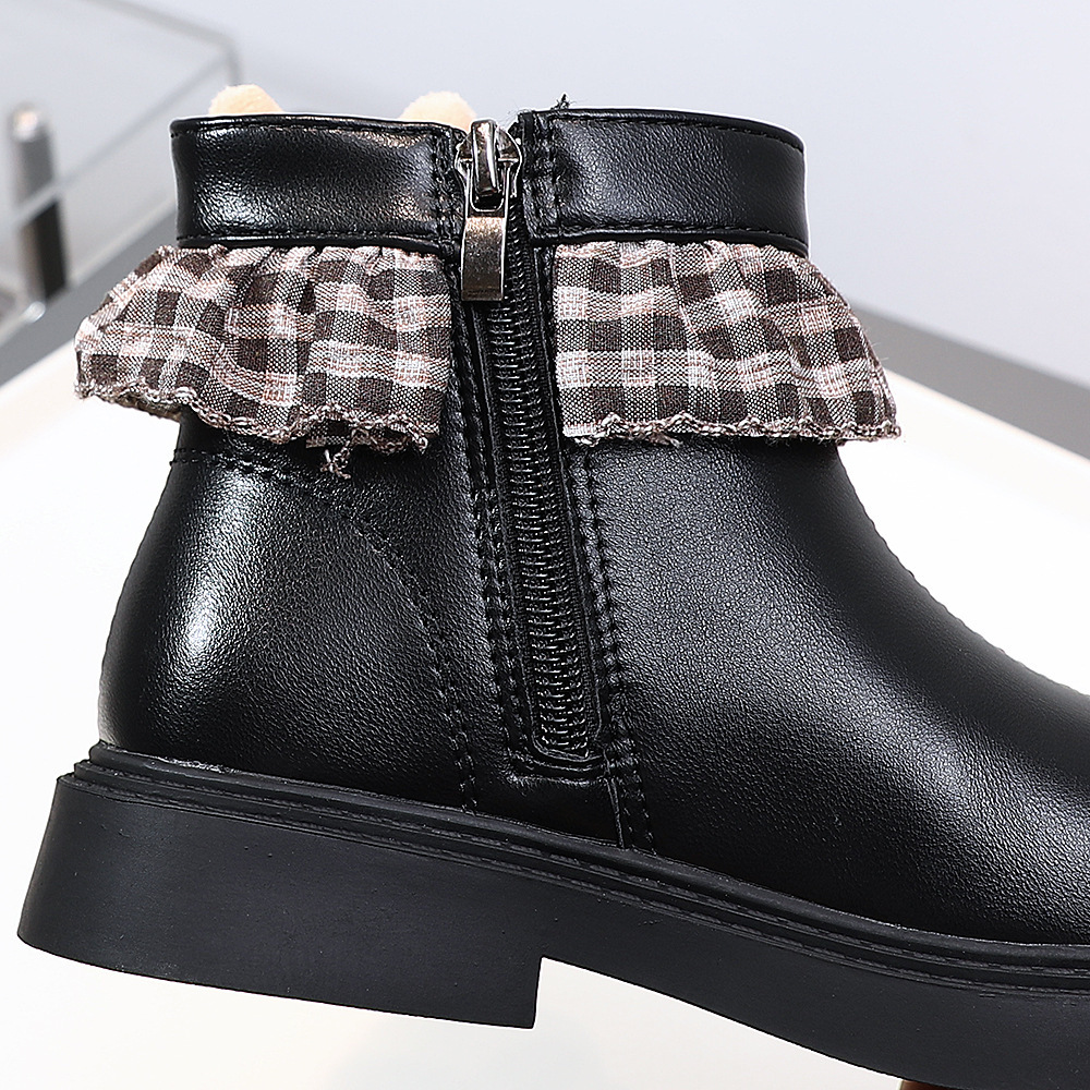 Winter double cotton short velvet glowing shoes, leather boots, fashionable and trendy shoes, short boots, midsole Martin boots, casual children'