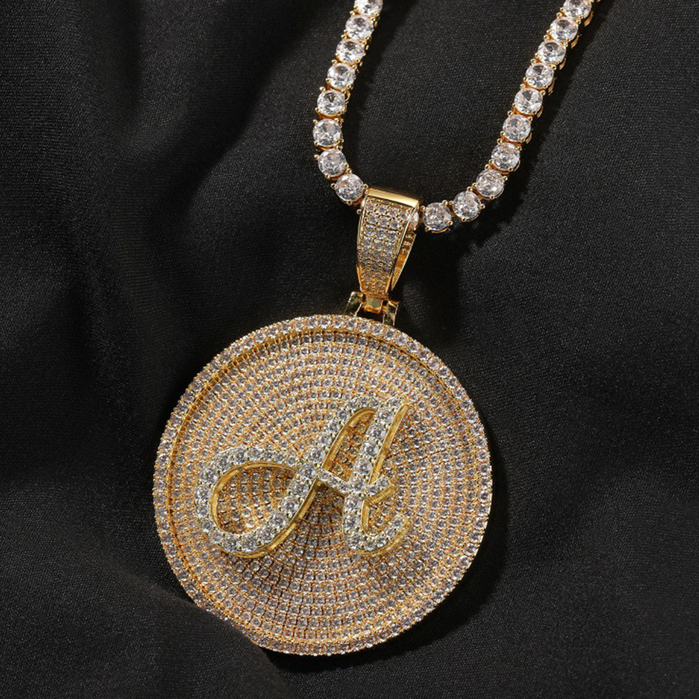 Hip Hop Custom A-Z Letter Pendant Necklace Full Zircons 18k Real Gold Plated Mens Jewelry