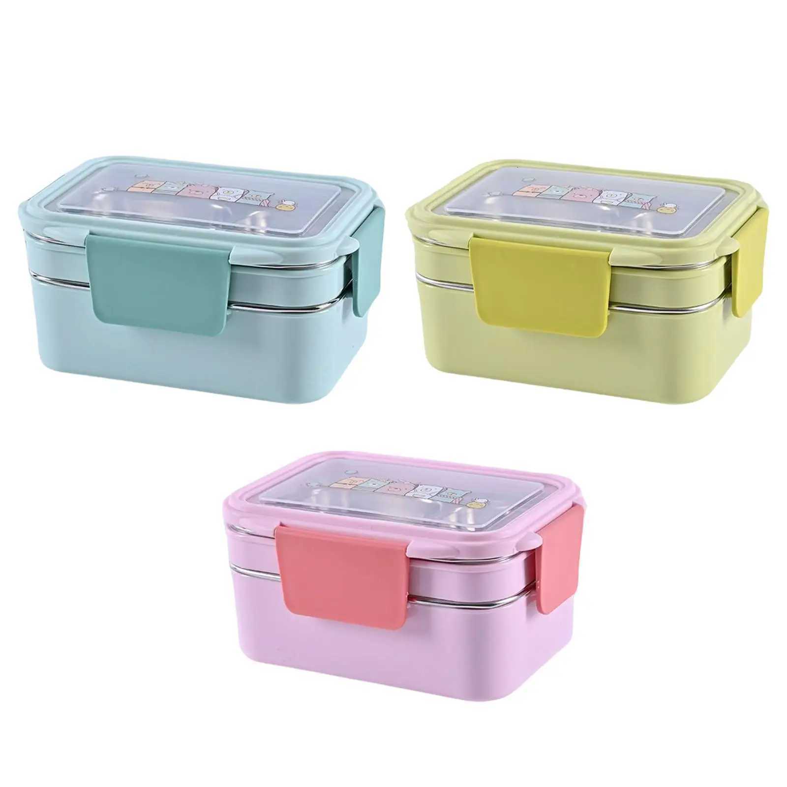 2 Layer Stainless Steel Bento Box with Divided Compartments Insulated Thermal Salad Lunch Container Food Container for TravelM251121