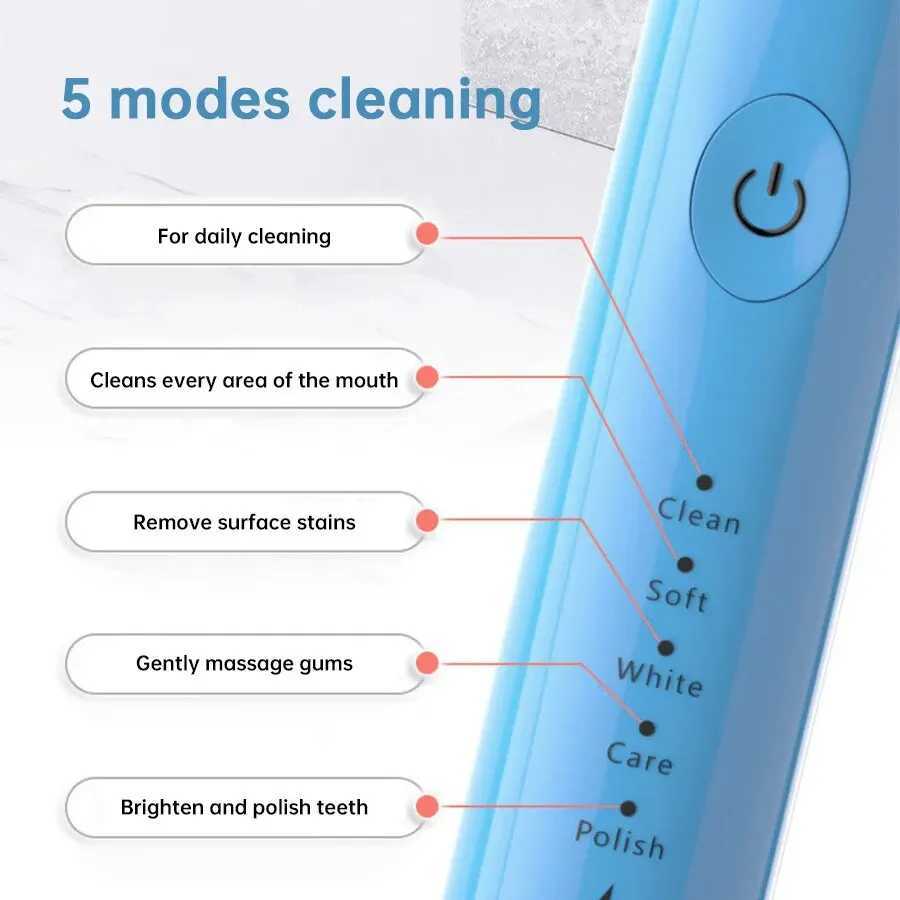 Tongwode Electric Sonic Toothbrush USB Rechargeable Waterproof Electronic Ultrasonic Whitening Tooth Brushes Replacement Heads C251121