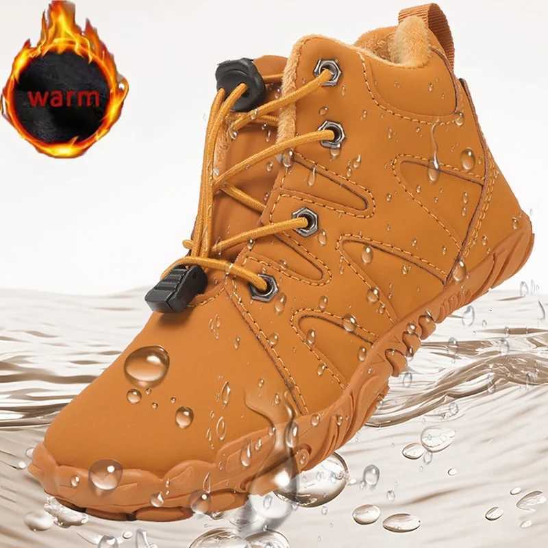New Winter Kids Barefoot Snow Boot Waterproof Wide Toe High Top Hike Footwear Boys And Girls Thicken Warm Non-Slip SneakersW251121