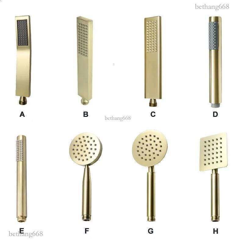 Brushed Gold Hand Held Shower Head Bathroom Gold Finished Brass or Stainless Steel Rain Shower Spray Bath Handheld Shower Heads 240805