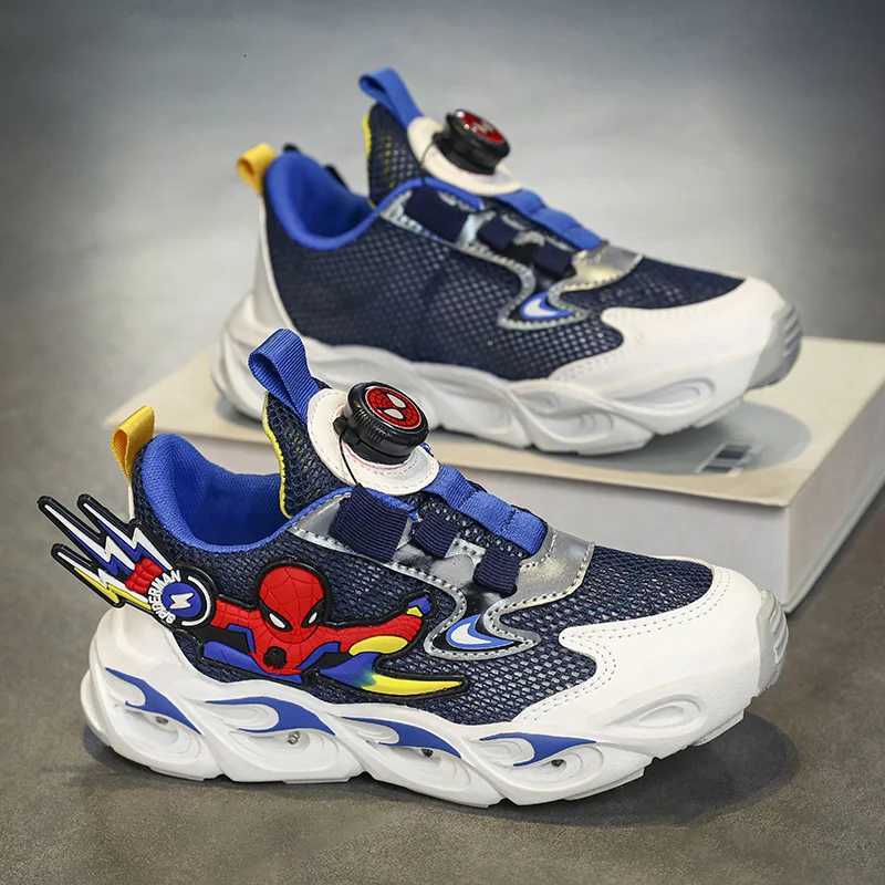 Children Sports Shoes Mesh Rotating Buckle Casual Outdoor Running Shoes Anti Slip Fashion Flashing Lightweight Walking ShoesW251121