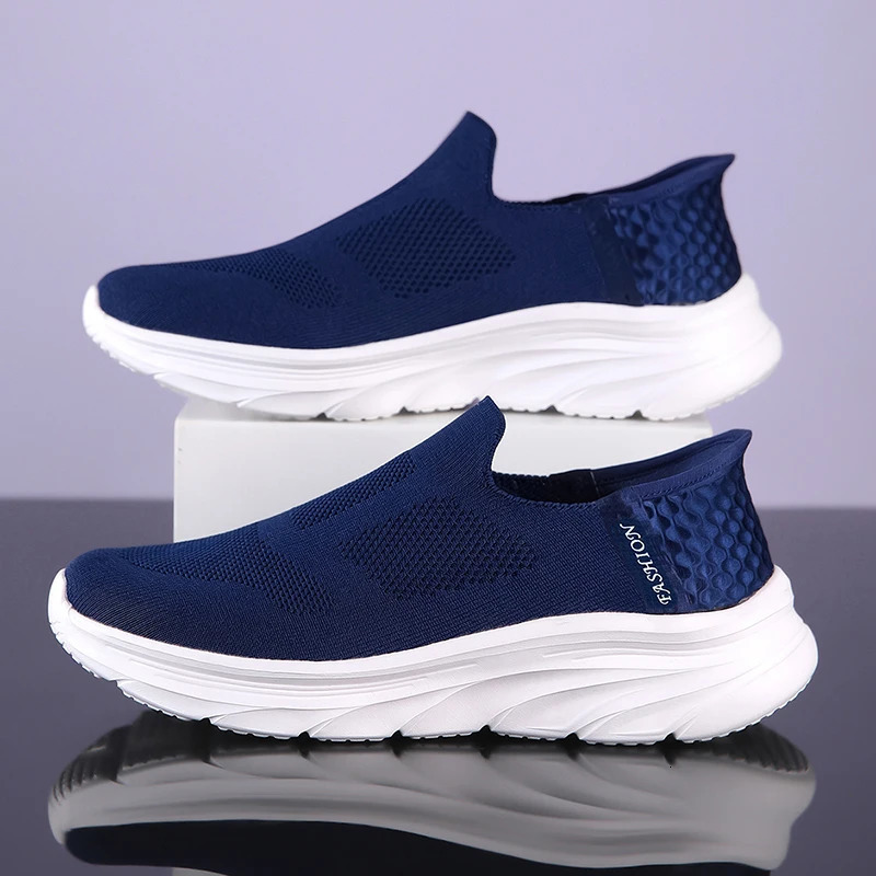 Mens Knit SlipOn Casual Walking Shoes Cushion Comfy Stable Mesh Jogging Daily Sports Sneakers 251121