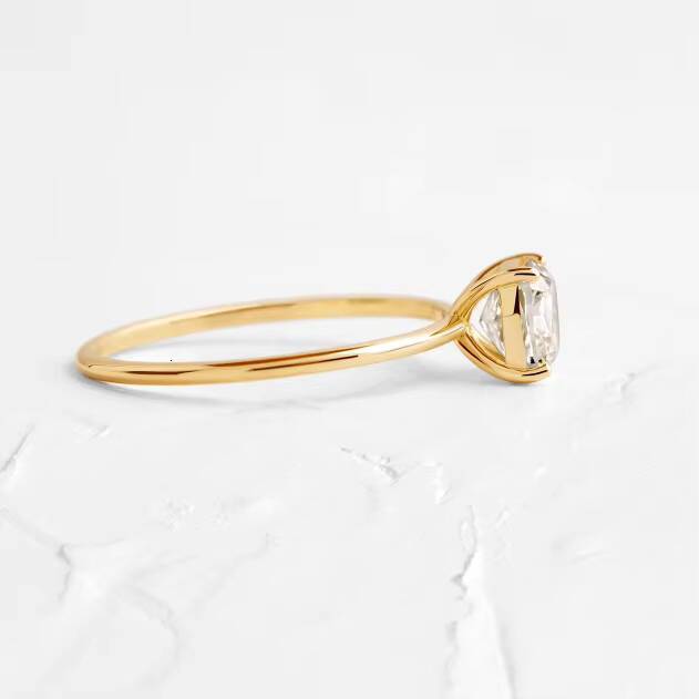 Fine Jewelry 14K Yellow Gold Plated Cushion Cut VVS Moissanite Wedding Ring 925 Sterling Silver 1Ct Moissanite Engagement Ring