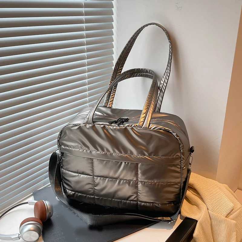 Korean Style Bright Tote Bag Shoder Bag Plaid Cloud Crossbody Bag Sier Large Capacity Nyl Handbag Y251121