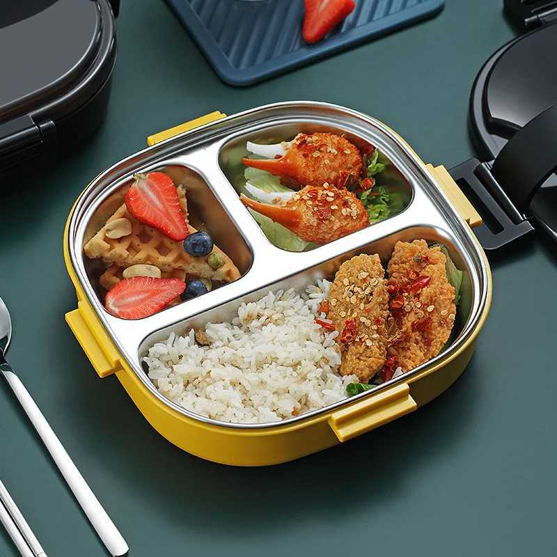 304 stainless steel insulated lunch box Portable leakproof bento box for women kids Microwavable food container With tablewareM251121