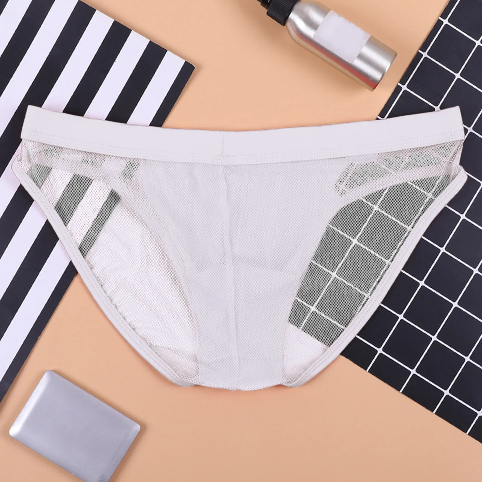Mens triangle underwear sexy low rise mesh transparent seamless mens traceless 250417