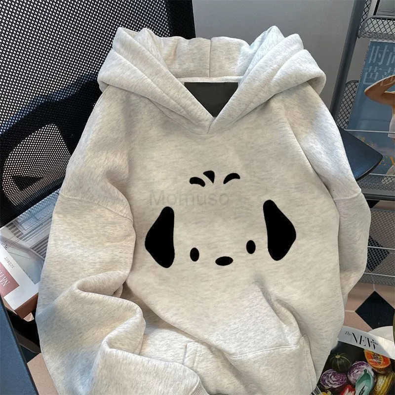 Sanrio Silver Fox Velvet Pure Cotton Hooded Sweatshirt for Women 2025 Autumn Winter American High Street Harajuku Couple Jacket Trendy Men H251121