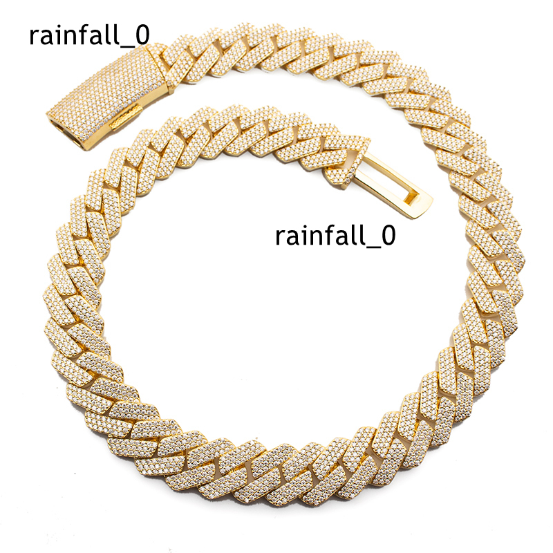 Hip Hop Jewelry 18mm 3 Row Iced Out VVS Moissanite Diamond 925 Silver 18k Gold Plating Cuban Link Chain