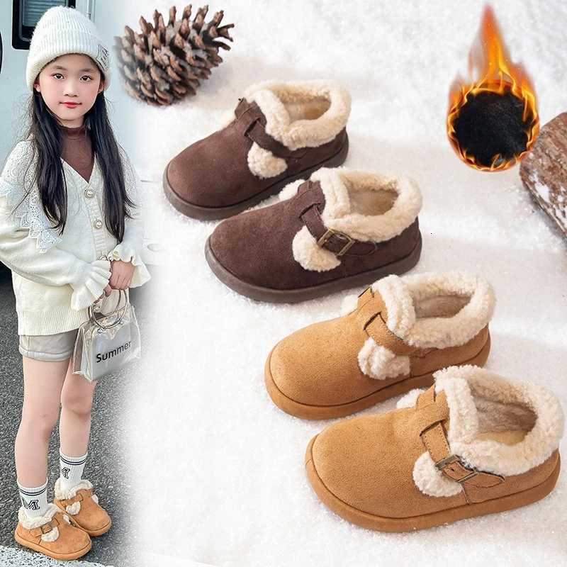 Childrens Snow Boots 3-18 Years Old Light Brown Padded Thickened Boys Girls Cotton Shoes Lightweight Non-slip Kids Short BootsW251121