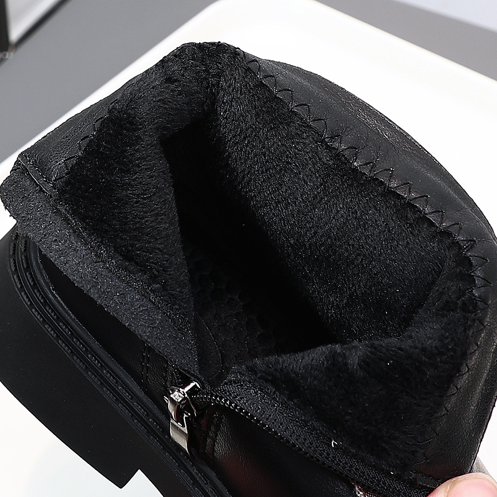 Winter double cotton short velvet glowing shoes, leather boots, fashionable and trendy shoes, short boots, midsole Martin boots, casual children'