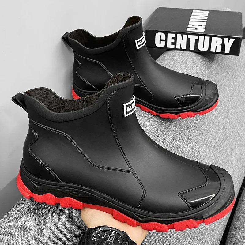 Waterproof CrossBorder Mens Rain Shoes Fashionable Short Socks Thickened Warm Rubber Work AntiSlip Fishing Kitchen Rain Boots 251111