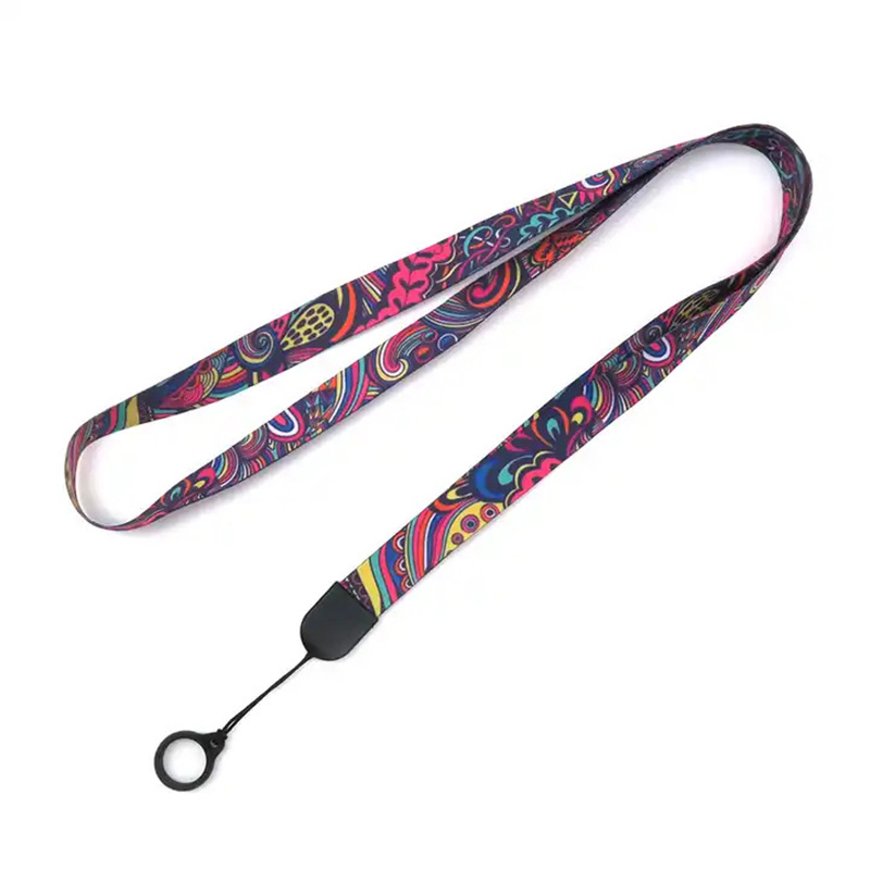 Custom Printed Logo Detachable Anti-loss Neck Strap Pen Holder Lanyards with Silicon Rubber Ring