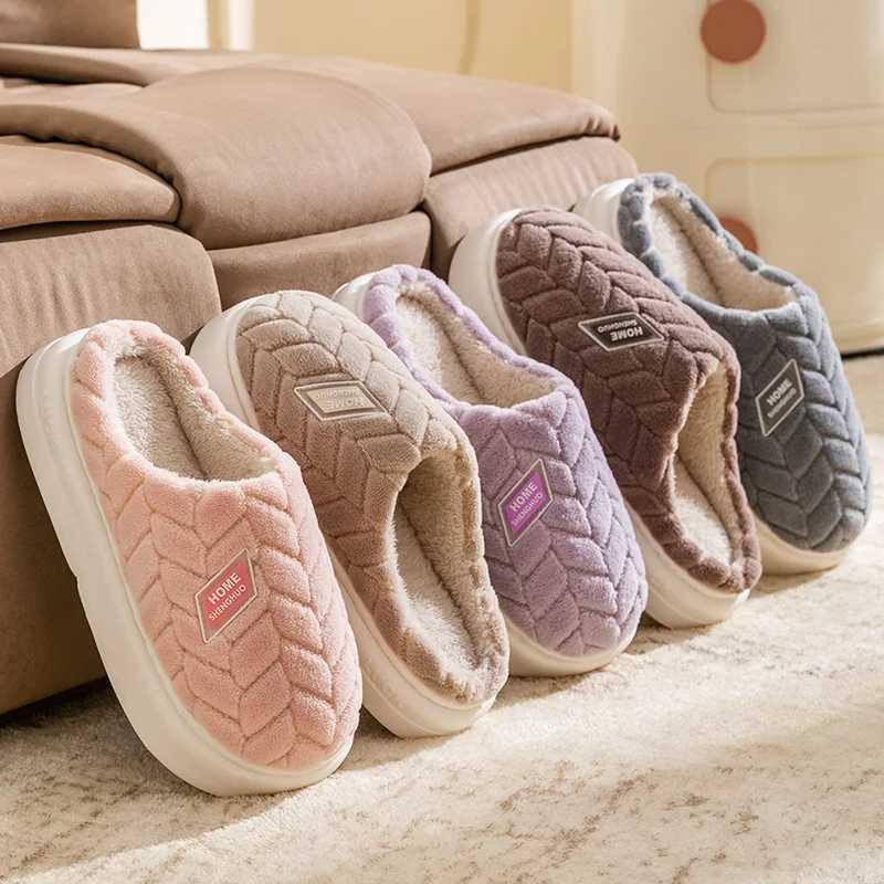 Cotton slippers mens winter new couple indoor home warm and non slip plush bag with cotton shoes womens added velvetW251121