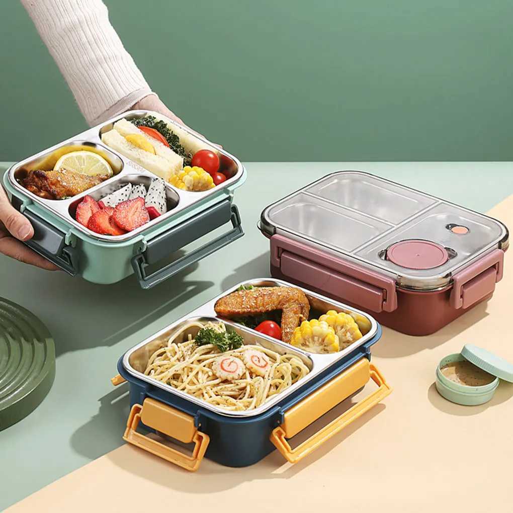 Stainless steel Lunch box for Adults Kids Students Portable Divided Bento Box with Tableware Leakproof Food Storage ContainersM251121