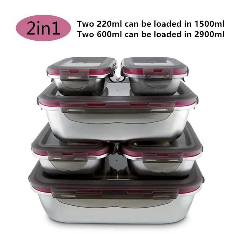 304 Stainless Steel Food Lunch Bento Box Sealed Leakproof Travel Storage Box Household Pickle Box Microwave Heating Lunch boxsM251121