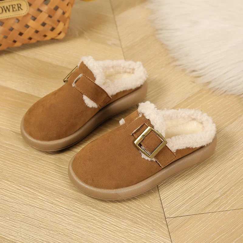 Winter Children Warm Plush Slippers Fashion Soft Bottom Kids Simple Mules Shoes Versatile Causal Girls Cotton Slippers Non-slipW251121