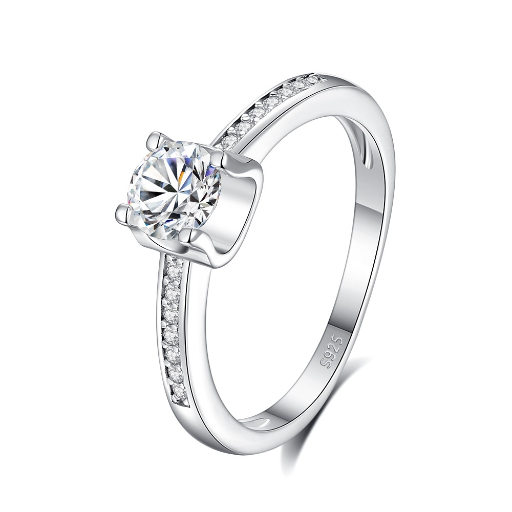 TaiYang 2025 New 0.5ct Moissanite Full Pave Eternity Ring for Women, Luxurious 925 Sterling Silver Wedding Engagement Diamond Ring with Moissanite Cer