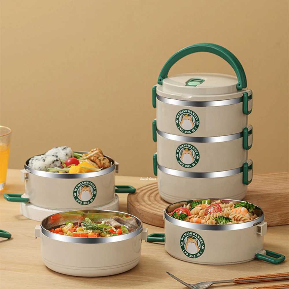 3 Stackable Cartoon Lunch Box 304 Stainless Steel Inner Separate Bento Box Easy to Carry For Office Workers StudentsM251121