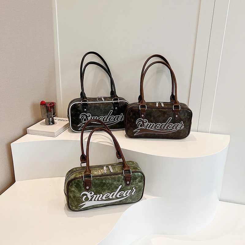 MOODS Bowling Shoder Bags For Wen Letter Print Solid Color Lg Handle Bost Bag 2025 Lat Luxury Designer Handbags Y251121