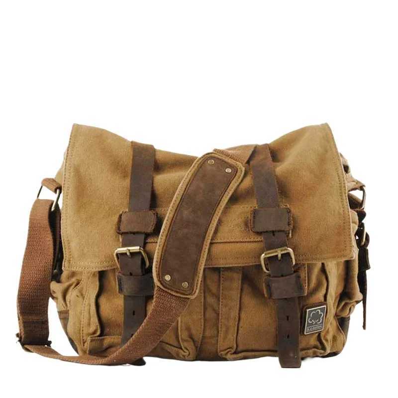 Fashion Mens Wens Casual Vintage Canvas Leather Cott Rucksack Mountaineering Messenger Bag School Shoder Bag Y251121