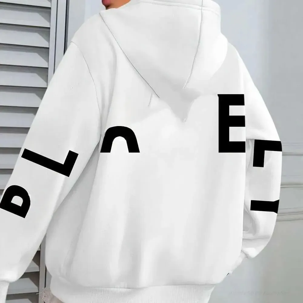 Women's Designer Polar Fleece Hoodie Casual Warm Granular Velvet Yoga Sport Pullover Baggy Fashion Versatile Letter Printed Chic Sweatshirt