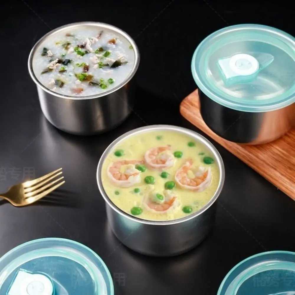 Multifunction Sealed Fresh Box Lunch Meal Prep Storage Round Bowl Stainless Steel Fresh-keeping Box Refrigerator Frozen CrisperM251121