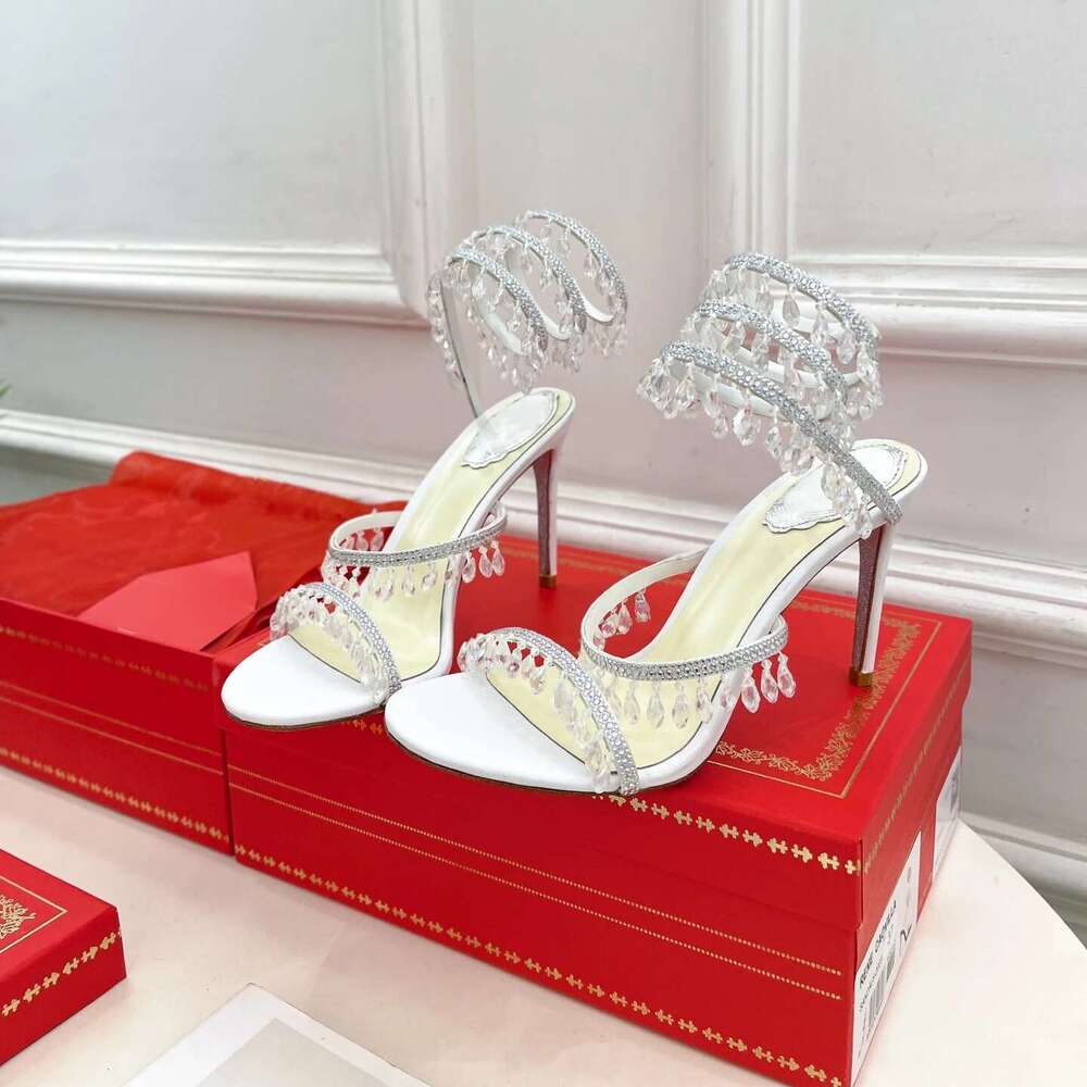 Shoes Women Size34-43 Genuine Leather Sandals Super High Heels Crystal Fringe Pumps Sgbacks Designer Shoe atillas De Mujer